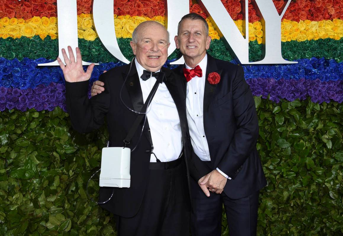 FILE - This June 9, 2019 file photo shows playwright Terrence McNally, left, and Tom Kirdahy at ...