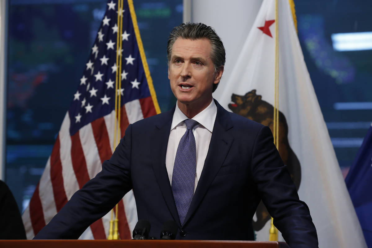 Gov. Gavin Newsom updates the state's response to the coronavirus at the Governor's Office of E ...