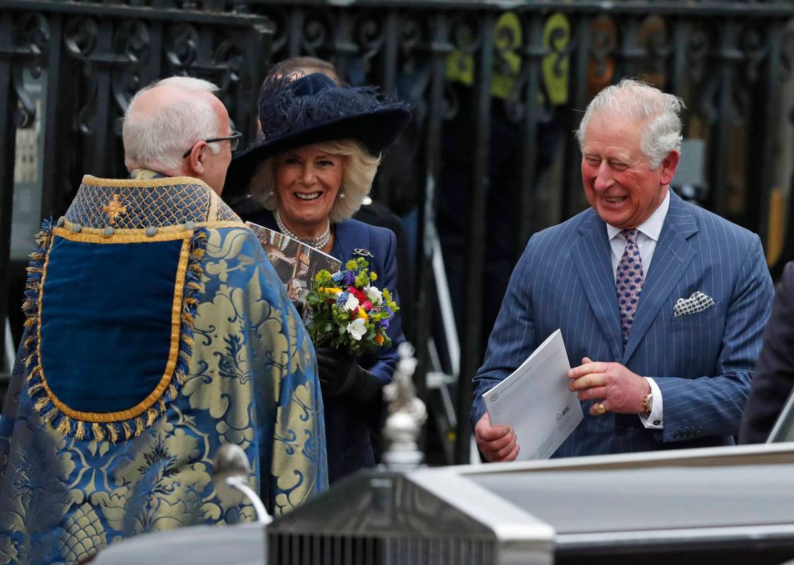 Britain's Prince Charles and Camilla, Duchess of Cornwall leave after attending the annual Comm ...