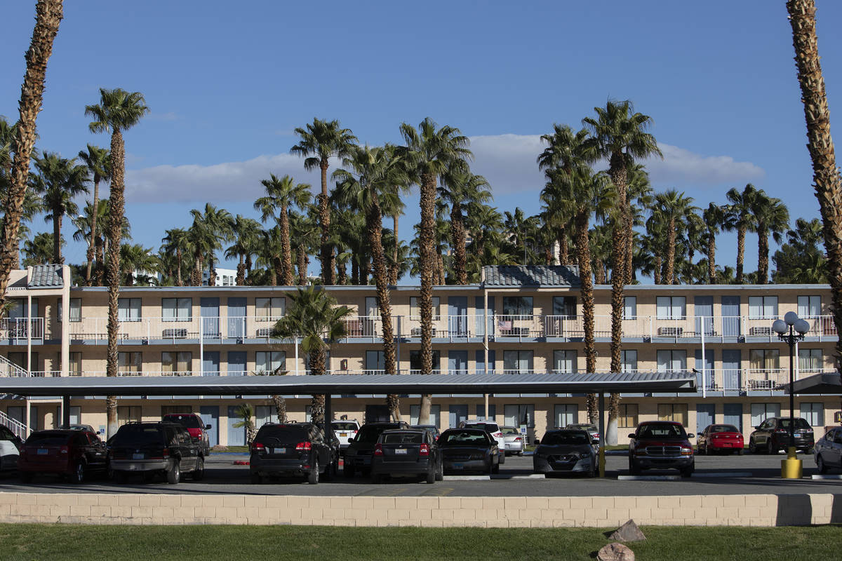 The exterior of the Harbor Island Apartments on Thursday, March 26, 2020, in Las Vegas. (Ellen ...