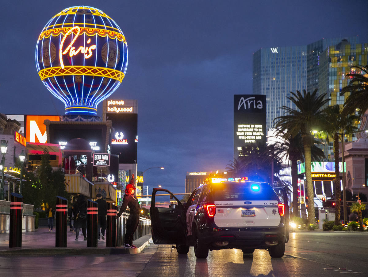 The Las Vegas Strip is largely empty after Gov. Steve Sisolak ordered a mandatory shutdown of m ...