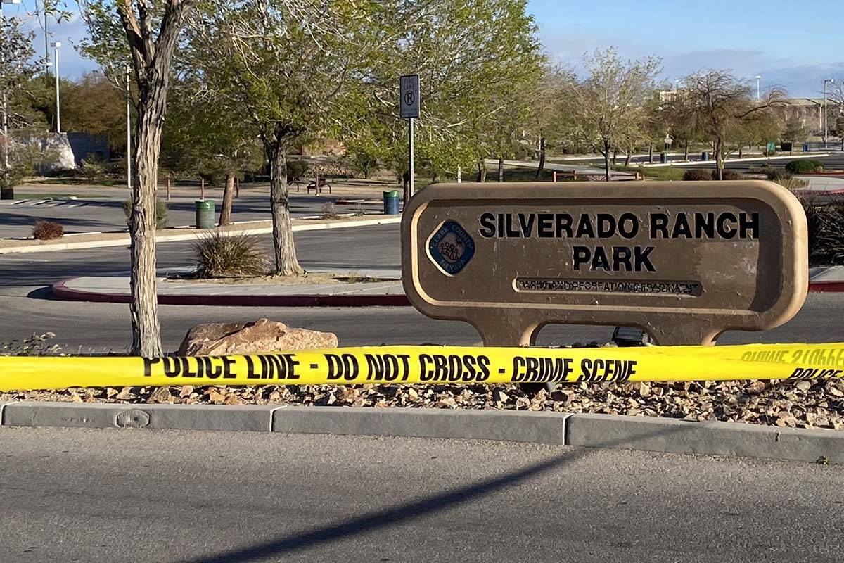 Las Vegas homicide detectives were investigating report of a body at Silverado Ranch Park on Th ...