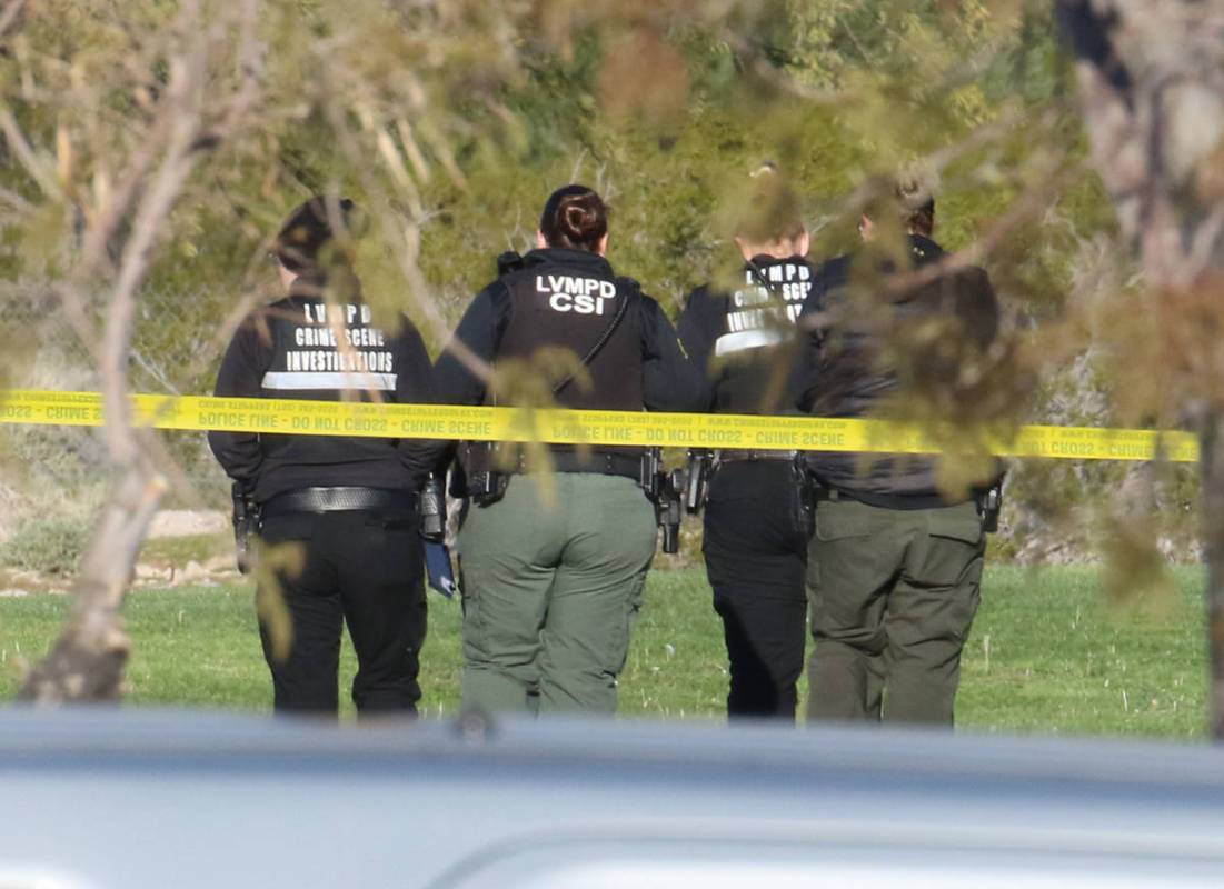 Las Vegas homicide detectives were investigating a report of a body at Silverado Ranch Park on ...