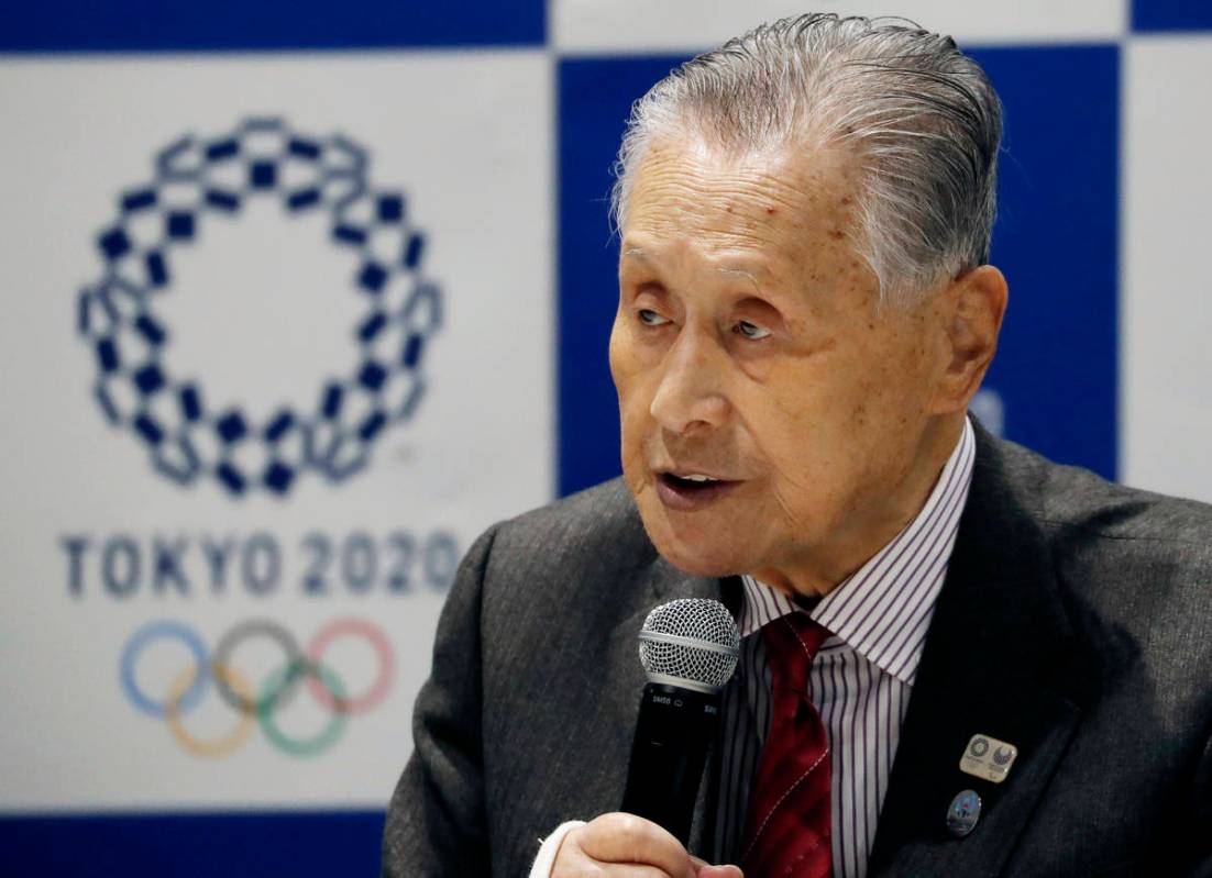 Tokyo 2020 Organizing Committee President Yoshiro Mori delivers a speech during the Tokyo 2020 ...