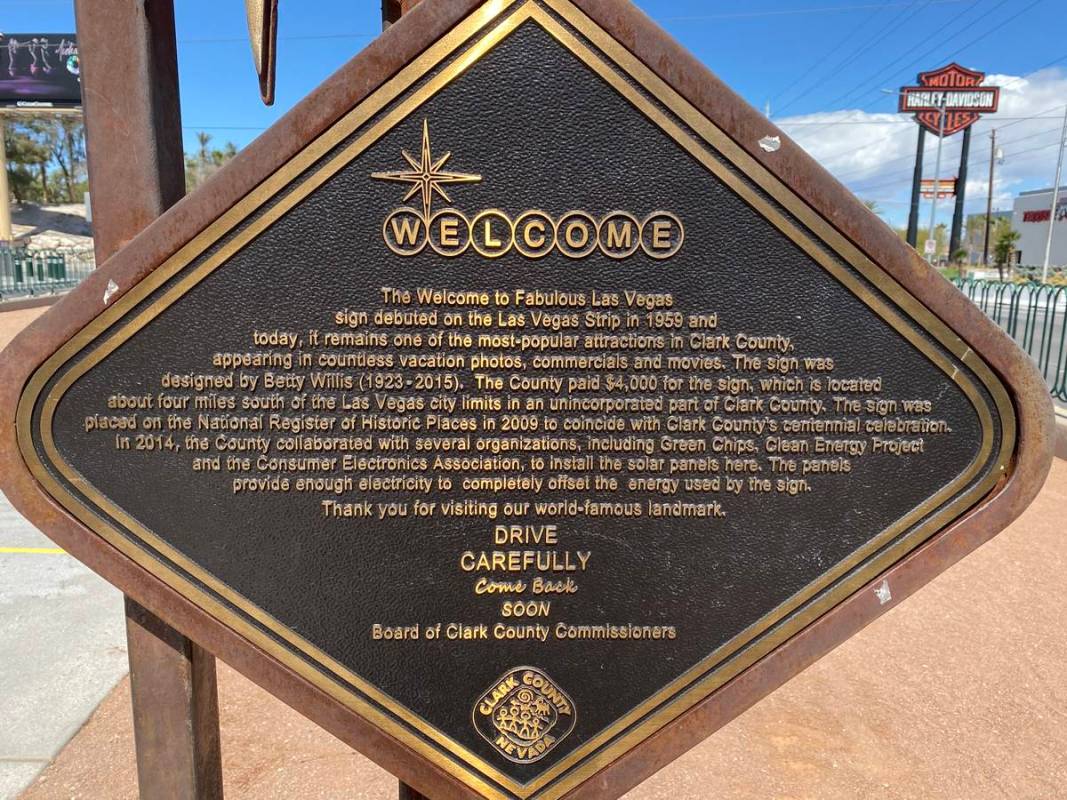 The famous Welcome to Fabulous Las Vegas sign is shown on Friday, March 27, 2020. (John Katsilo ...