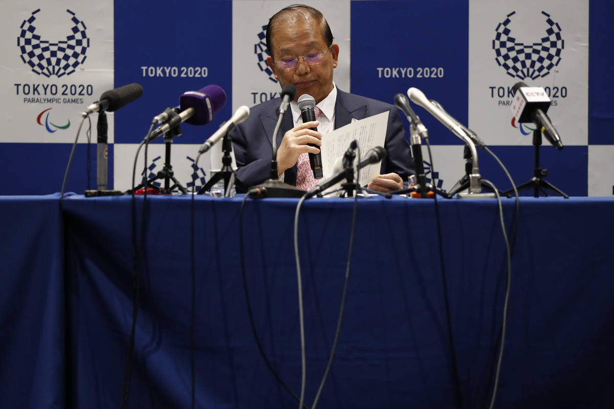Tokyo 2020 Organizing Committee CEO Toshiro Muto speaks during a news conference after a Tokyo ...