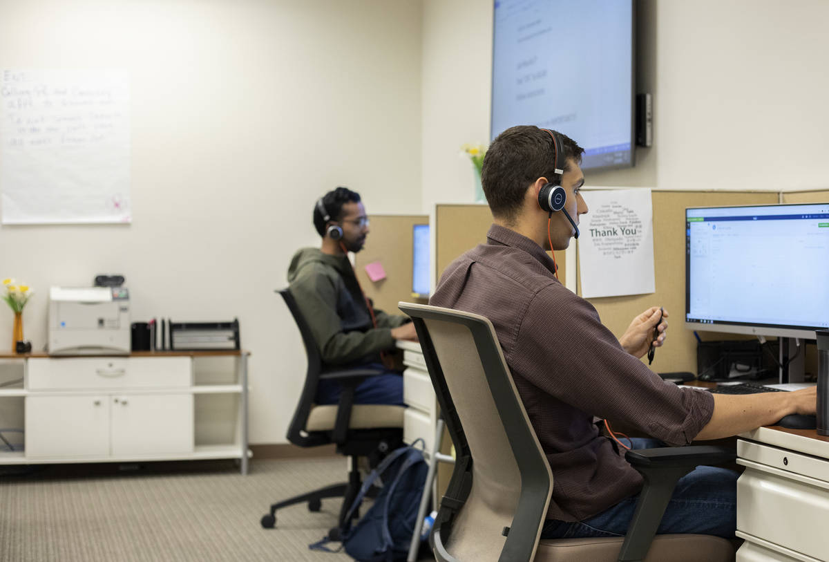 Third-year medical student William Gravely volunteers at a COVID-19 call center at a UNLV Medic ...