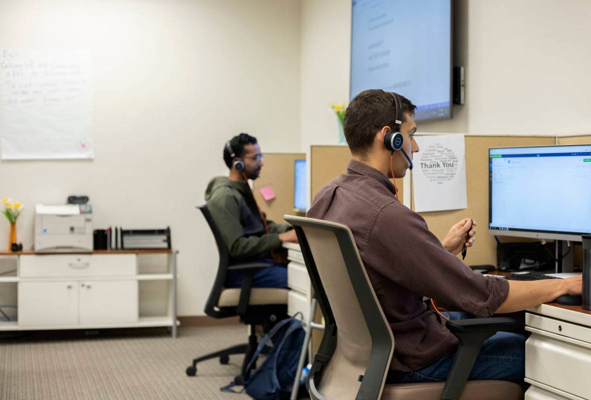 Third-year medical student William Gravely volunteers at a COVID-19 call center at a UNLV Medic ...