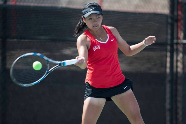 UNLV senior En-Pei Huang, shown in 2017, was named All-Mountain West in doubles for a fourth ti ...
