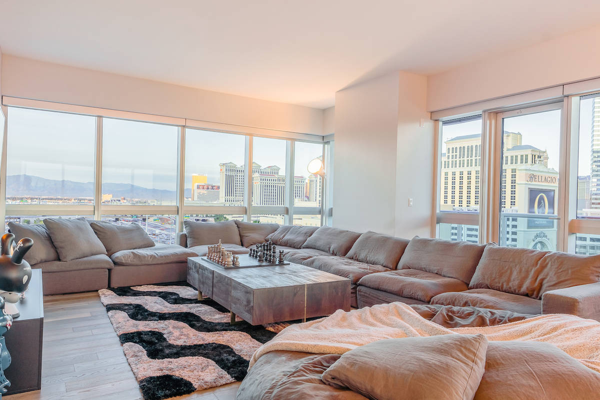 The Martin condo has a eye-level view of the Raiders Allegiant Stadium. (Red Luxury Real Estate)