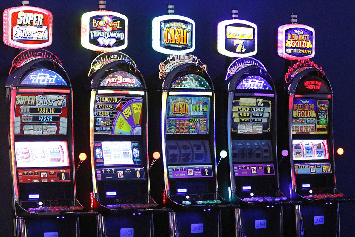 Slot machines on display in IGT's showroom at their Las Vegas headquarters, Friday, June 2, 201 ...