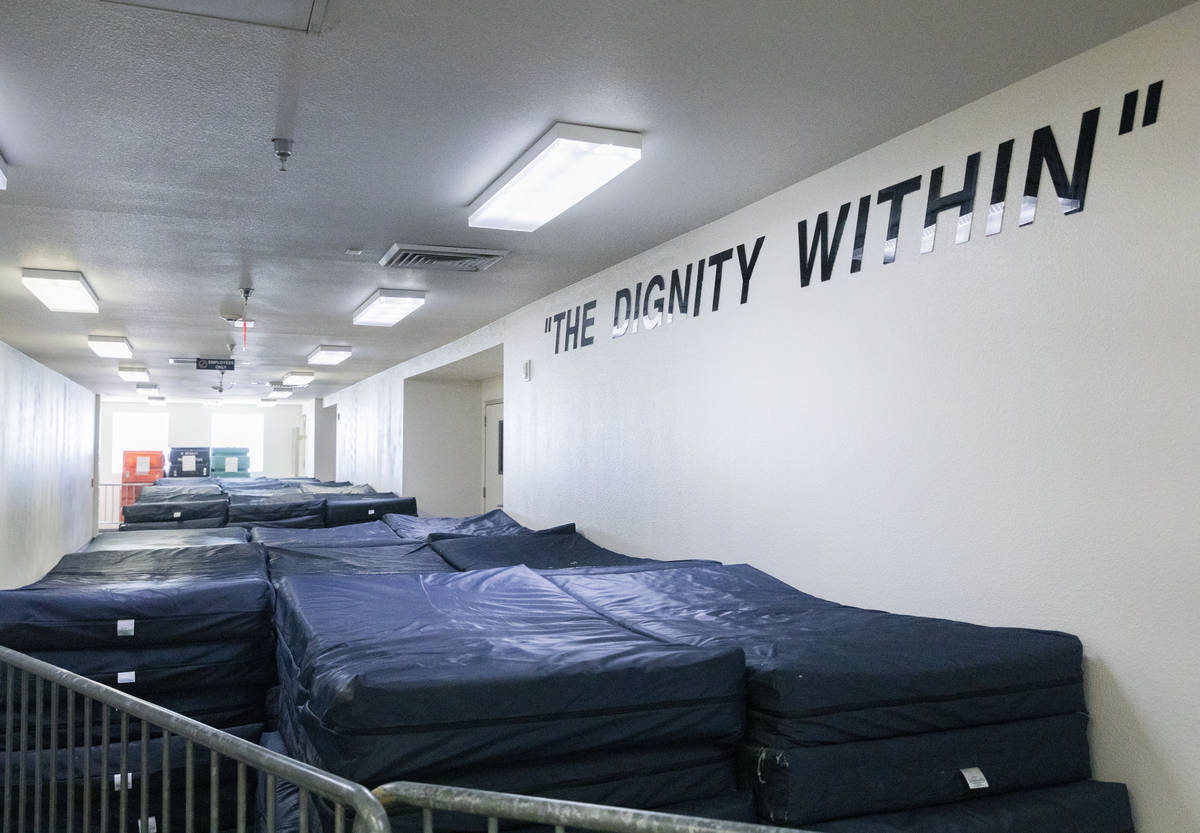 Mattresses that have been removed from multiple bunks and stored away from the dorms are seen i ...