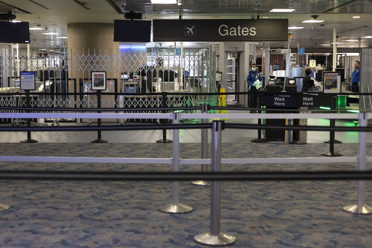 All security gates but one are closed at McCarran International Airport on Wednesday, April 1, ...