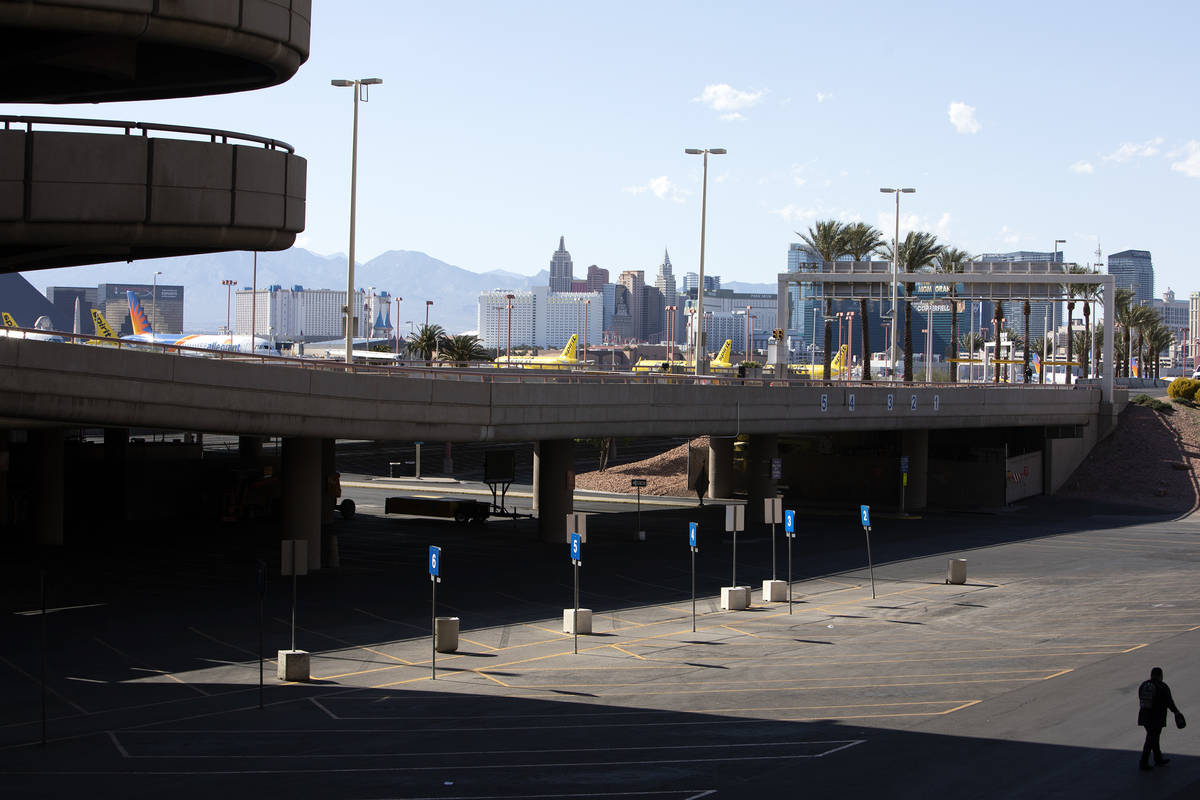 Traffic at McCarran International Airport is slow due to coronavirus on Wednesday, April 1, 202 ...