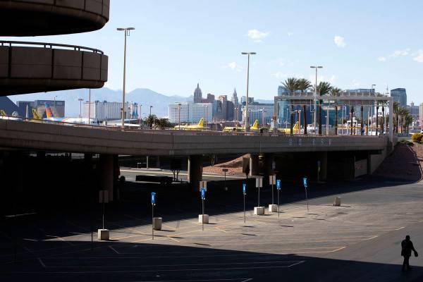 Traffic at McCarran International Airport is slow due to coronavirus on Wednesday, April 1, 202 ...