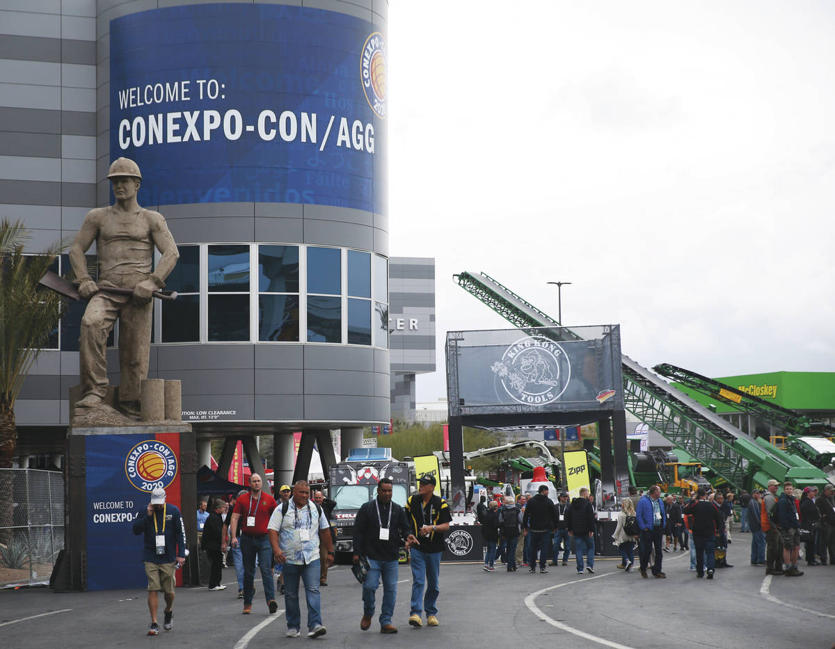 Conventioneers at the ConExpo-Con/Ag 2020 at the Las Vegas Convention Center Tuesday, March 10 ...