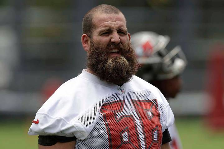 Tampa Bay Buccaneers center Joe Hawley (68) during an NFL football minicamp Wednesday, June 14, ...