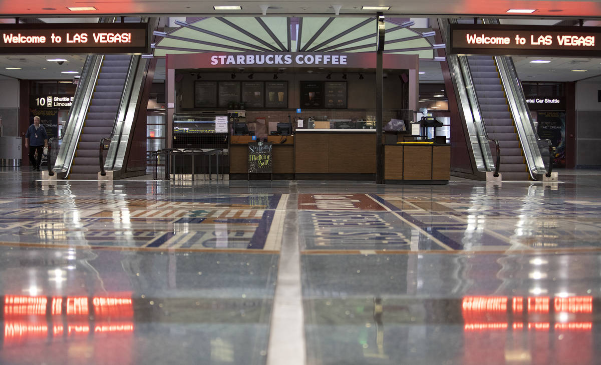 The Starbucks is closed in Terminal 1's baggage claim at McCarran International Airport on Wedn ...