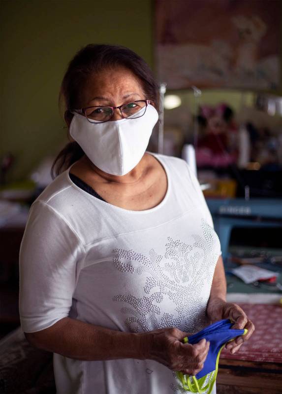 Alia Berry, a Las Vegan who is sewing masks everyday and donating them to protect people from C ...