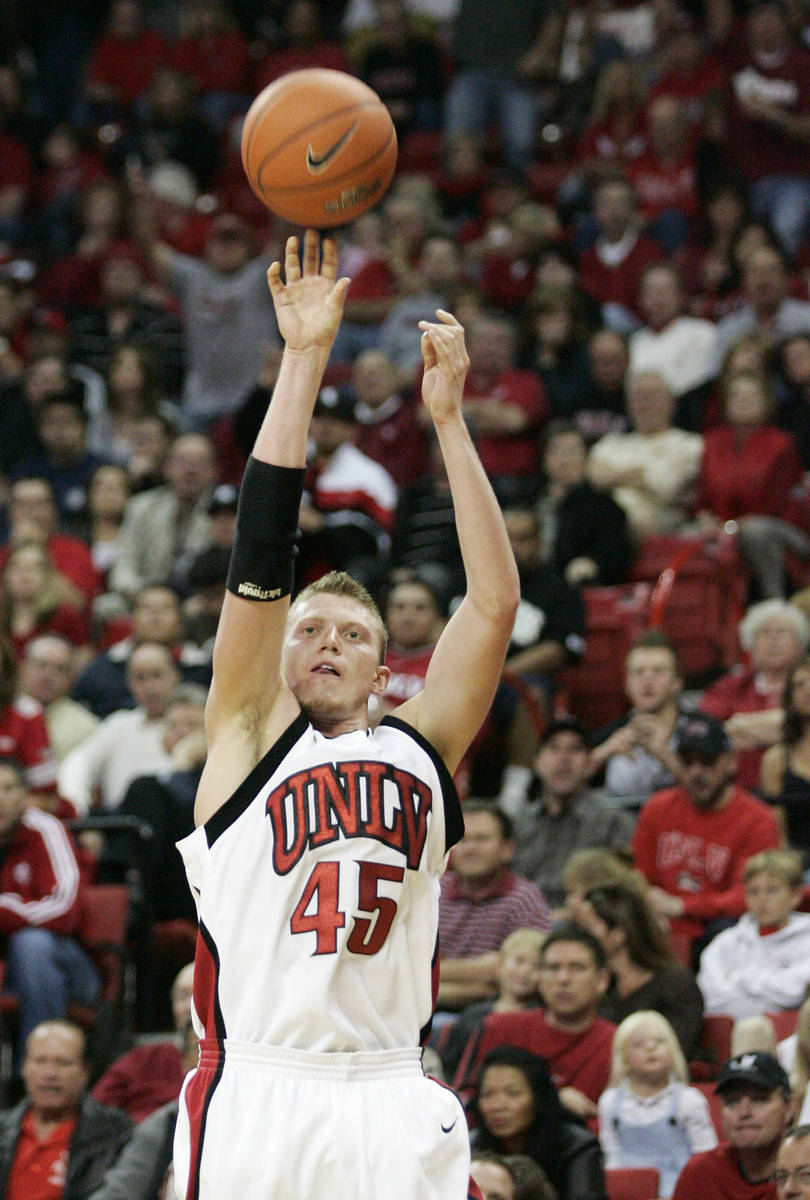 UNLV's joe Darger goes up for a shot during the second half of a game against North Carolina A& ...