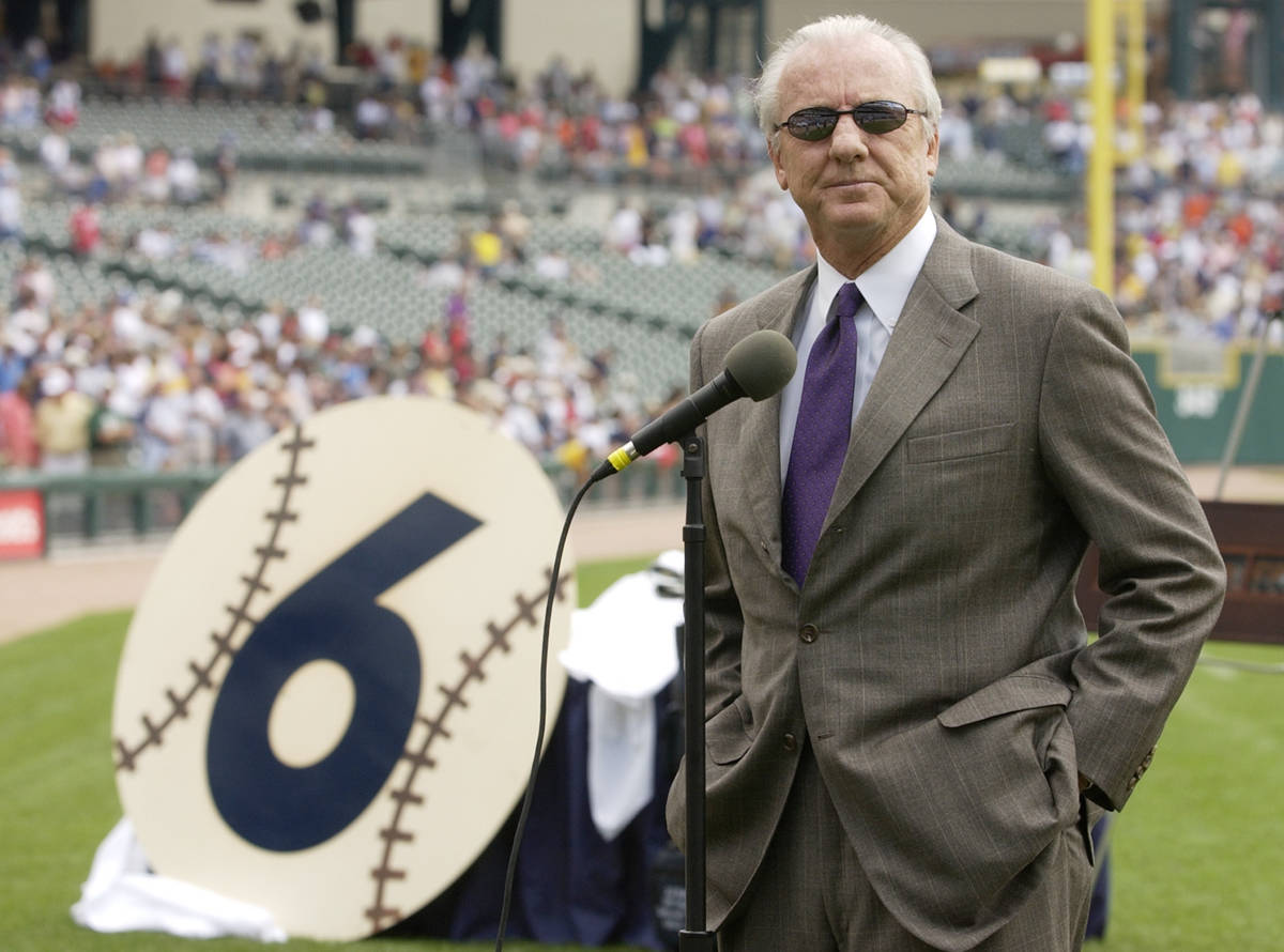 FILE - In this Aug. 25, 2002, file photo, Detroit Tigers Hall of Famer Al Kaline is honored for ...