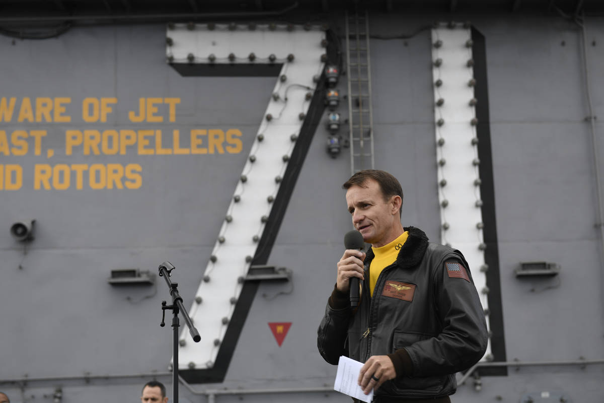 In this Nov. 15, 2029, photo U.S. Navy Capt. Brett Crozier, commanding officer of the aircraft ...