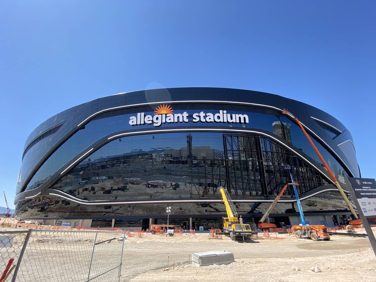 Work continues on Allegiant Stadium on Saturday, April 4, 2020. (Mick Akers/Las Vegas Review-Jo ...