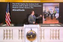 Tommy Gannon, assistant supervisor, Facilities, rings the opening bell at the New York Stock Ex ...