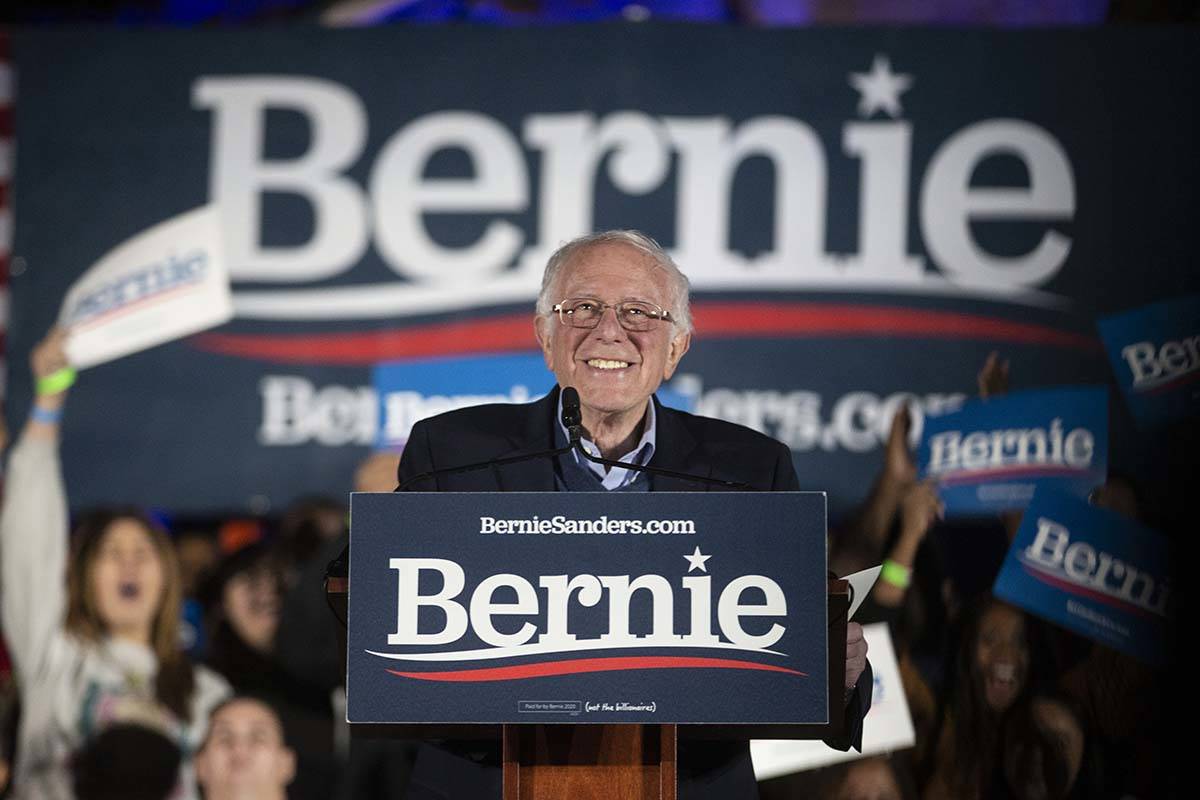 Democratic presidential candidate Sen. Bernie Sanders, I-Vt., speaks during the Las Vegas Get O ...