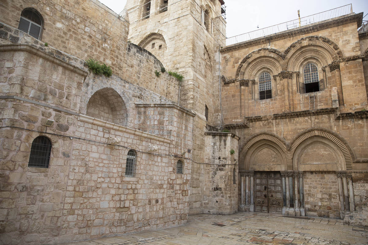 This Friday, April 10, 2020 photo shows the Church of the Holy Sepulchre, believed by many Chri ...