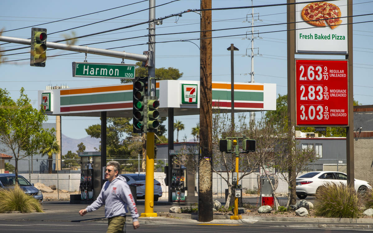 Nevada gas prices still higher than the national average like this 7-Eleven station along Maryl ...