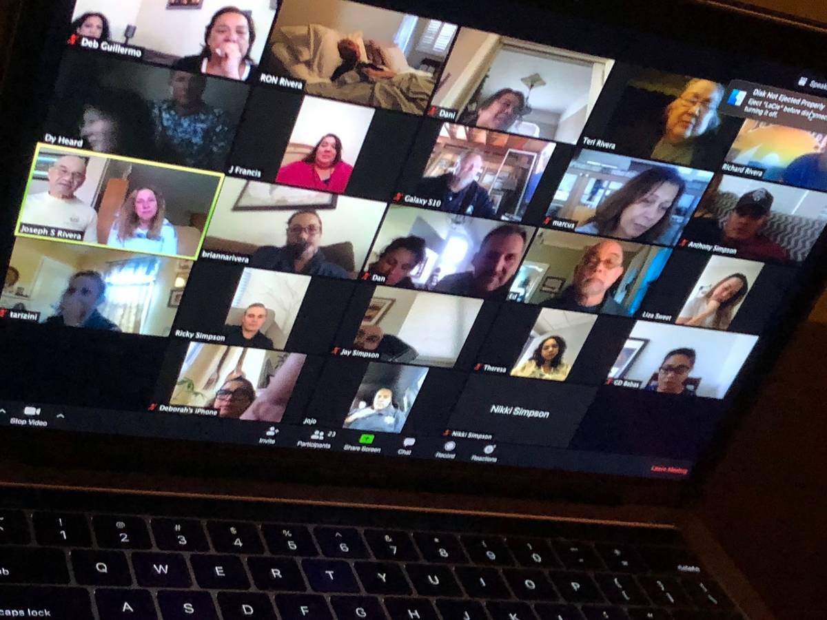 Friends and family members participate in a Zoom call with Ron Rivera on the day before his dea ...