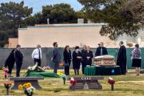 A funeral takes place at the Davis Funeral Home Cemetery on Monday, April 6, 2020, in Las Vegas ...