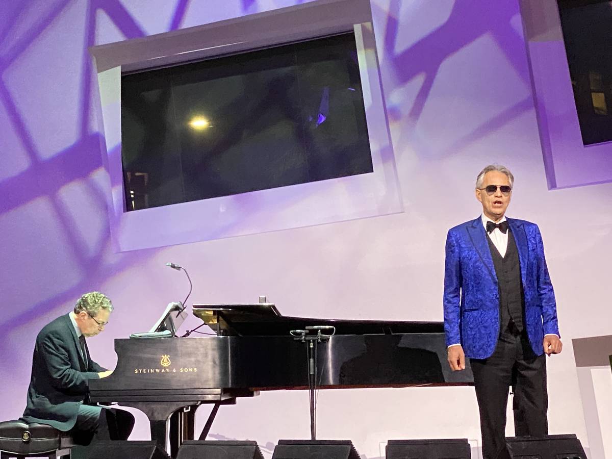 Andrea Bocelli is shown performing at the Cleveland Clinic Lou Ruvo Center for Brain Health on ...