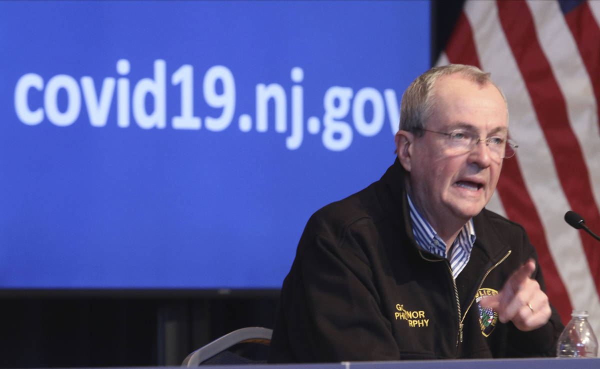 New Jersey Gov. Phil Murphy holds a news conference regarding the COVID-19 cases at the War Mem ...
