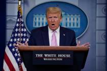 President Donald Trump speaks during a coronavirus task force briefing at the White House, Frid ...