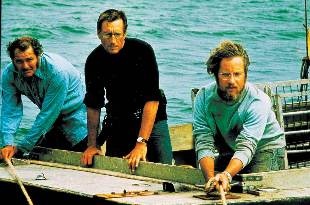 Robert Shaw, Roy Scheider and Richard Dreyfuss in a scene from "Jaws." (Universal Pic ...