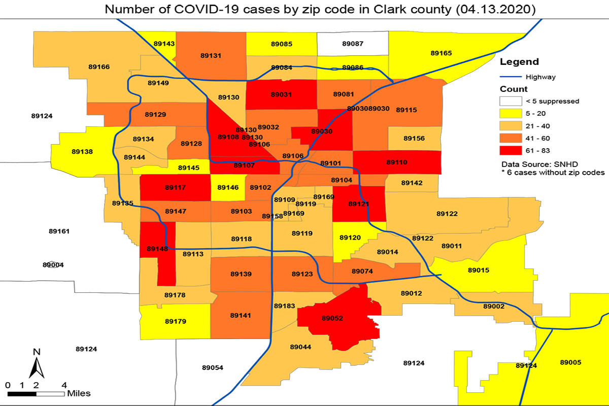 COVID-19 cases by zip code in Clark County, NV (Southern Nevada Health District)