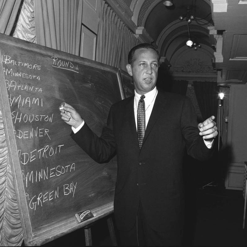 FILE - In this March 14, 1967, file photo, Pete Rozelle, professional football commissioner, wo ...