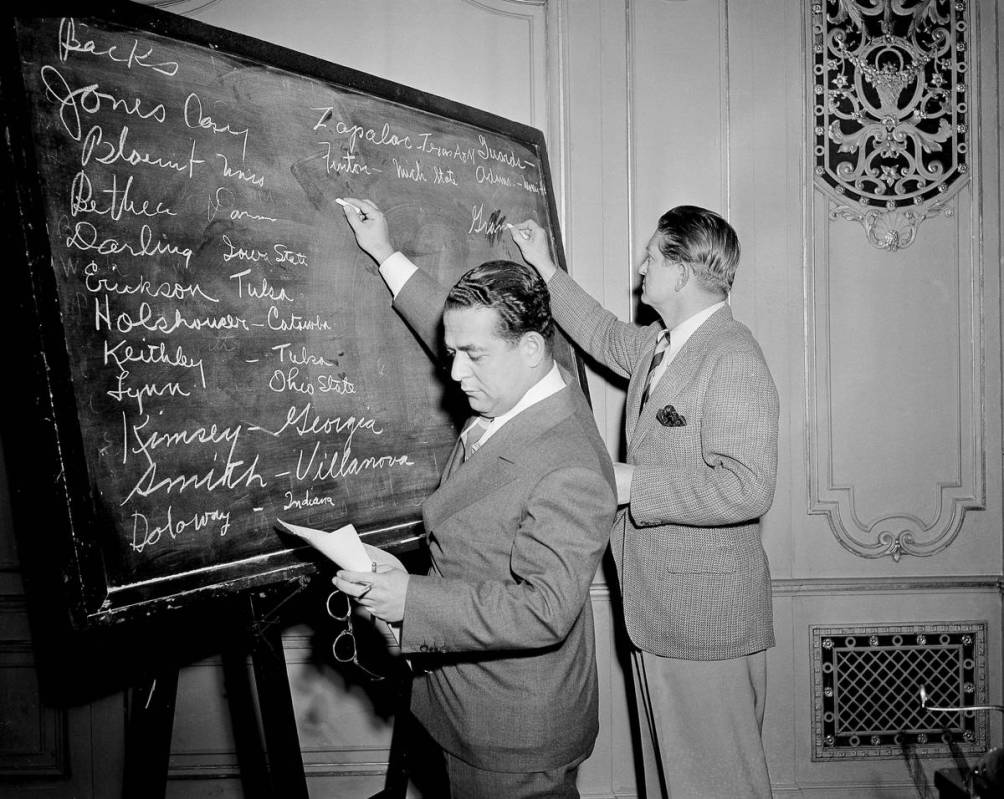 FILE - In this April 18, 1943, file photo, Fred Mandel, foreground, president of the Detroit Li ...