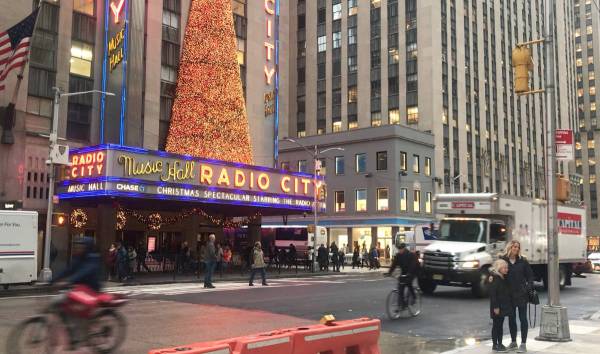 Radio City Music Hall, where the NFL held their draft for over 50 years, as seen from 6th Avenu ...