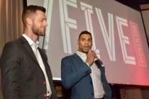 Adam Coates, left, and Vegas Golden Knights hockey player Ryan Reaves, co-founders of 7Five Bre ...
