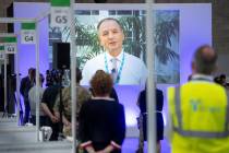 Sir Simon Stevens, CEO of the NHS, speaks via videolink as he officially opens the NHS Nighting ...