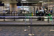 All security gates but one are closed at McCarran International Airport on Wednesday, April 1, ...