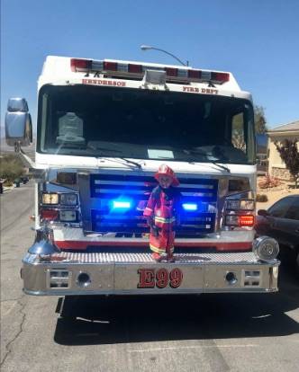 Tanner got a birthday surprise from Henderson firefighters. (Henderson Fire Department Station 99)