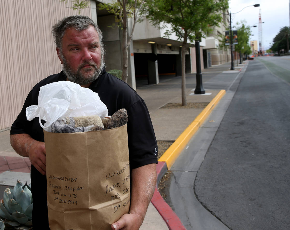 Stephen Howard, 44, is released from the Clark County Detention Center in downtown Las Vegas on ...