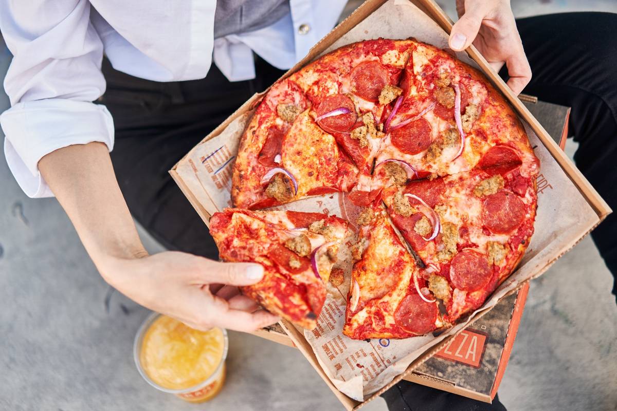 Blaze Pizza's Signature Meat Eater on High-Rise Dough. (Blaze Pizza)