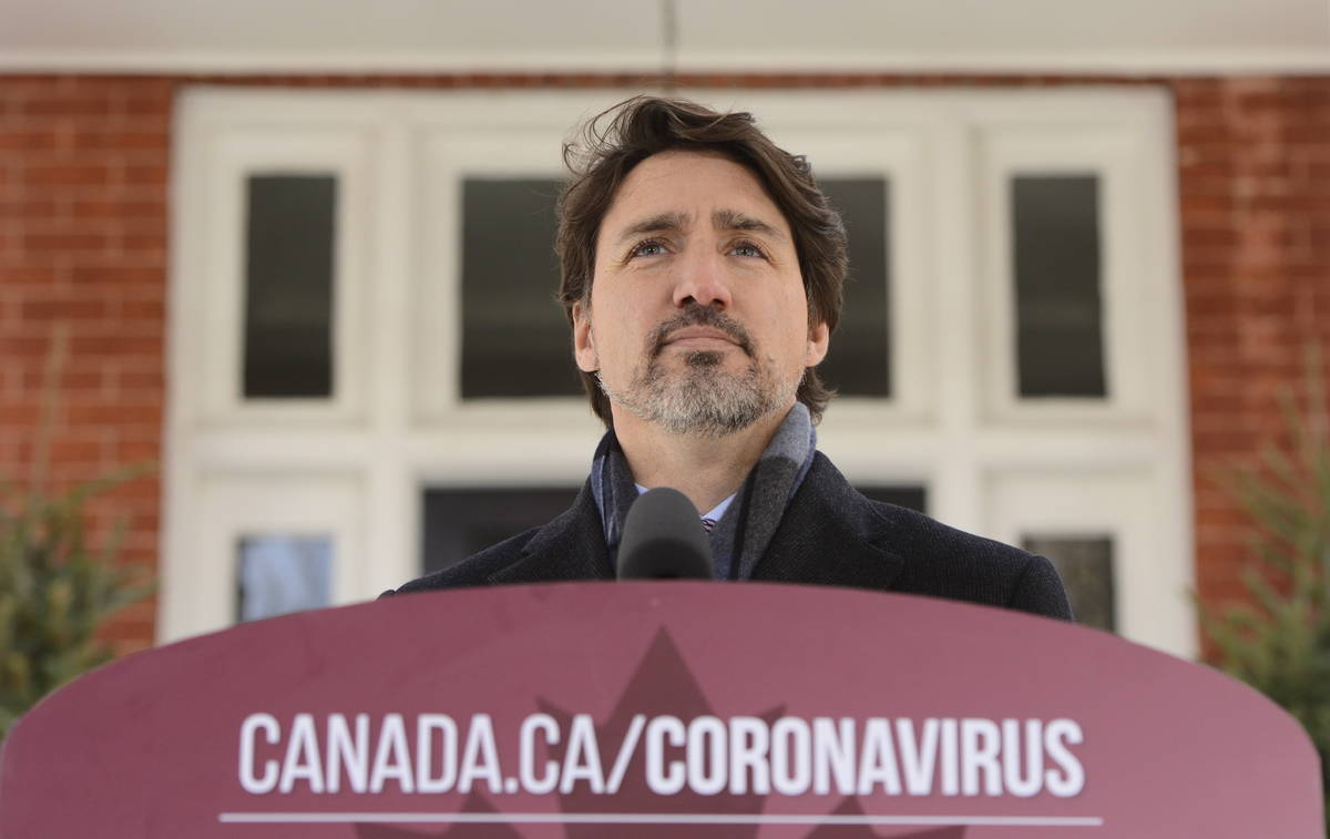 Prime Minister Justin Trudeau addresses Canadians on the COVID-19 pandemic from Rideau Cottage ...