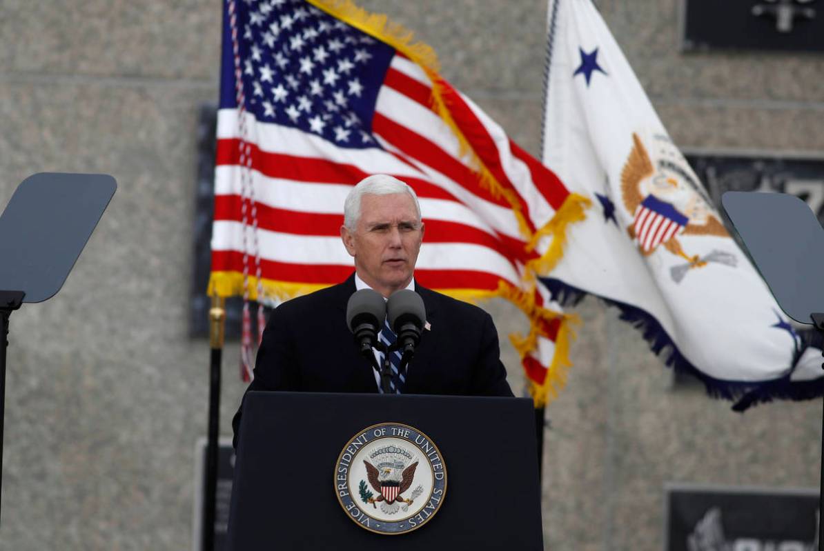 Vice President Mike Pence speaks during the graduation ceremony for the class of 2020 at the U. ...