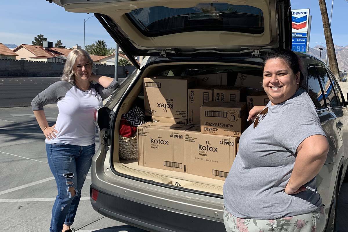 Project Marilyn founder Wendi Schweigart, left, and Alyson Martinez, Las Vegas Rescue Mission c ...